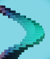 Fototapeta premium Minimal abstract background for product presentation. Gradient spiral stair podium on blue background. 3d render illustration. Clipping path of each element included.