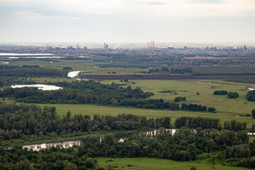 Fototapeta na wymiar View on the top of Yuraktau shihan. Sterlitamak city, republic Bashkortostan, Russia0