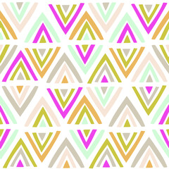 Seamless geometric triangle pattern. Tribal colourful texture. Great for fabric, textile, wallpapaer. Vector illustration
