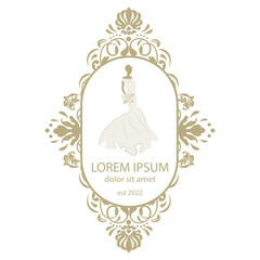 bride, ornamental emblem frame template