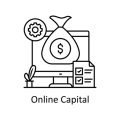 Online Capital vector Outline Icon Design illustration. Business Partnership Symbol on White background EPS 10 File