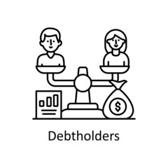 Debt holders vector Outline Icon Design illustration. Business Partnership Symbol on White background EPS 10 File