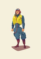 British pilot World War II isolated vector illustration © johnnyknez