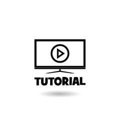 Tutorial, Online class icon with shadow