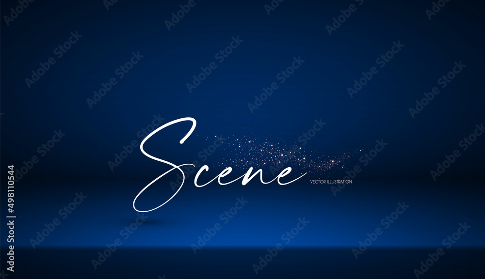 Wall mural shining spotlights and empty scene. glittering abstract background.