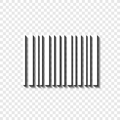 Barcode simple icon vector. Flat desing. White with shadow on transparent grid.ai
