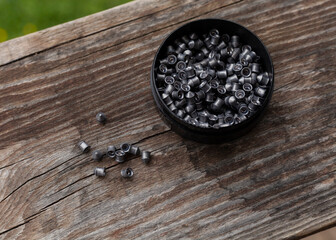 pistol bullets are in a box