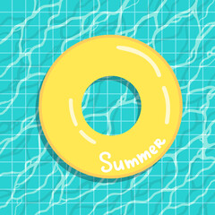 Rubber ring floating on water in pool, vector