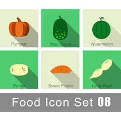Vegetables food flat icon set design vector illustration