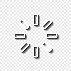 Loading simple icon vector. Flat desing. White with shadow on transparent grid.ai