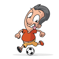 Cartoon soccer player shooting the ball