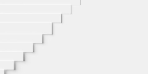 Modern minimal white shifted rectangle bars geometrical pattern background flat lay top view from above