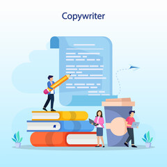 Copywriter web banner or landing page set. Idea of writing texts Flat  vector 