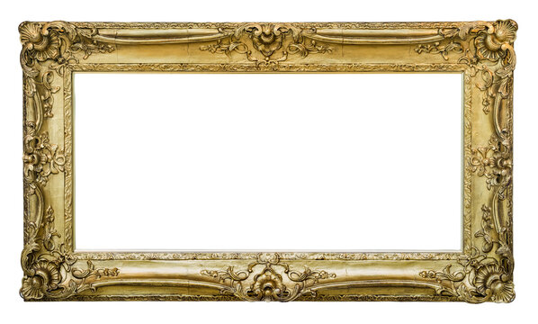 Isolated Empty Gilded Ornate Picture Frame