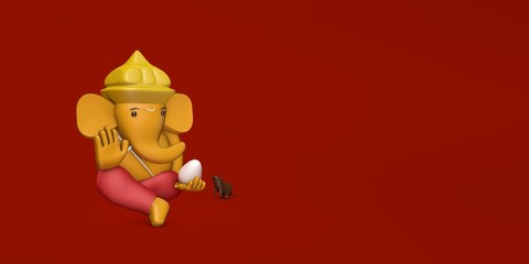 Hindu God Ganesha Statue Hindu sanatan Religion Festival Concept Elephant god. 3D Render illustration image