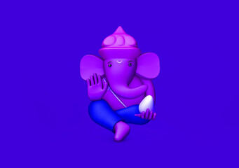 Hindu God Ganesha Statue Hindu sanatan Religion Festival Concept Elephant god. 3D Render illustration image