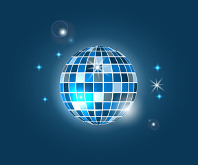 Fototapeta na wymiar Disco ball, party sign, Vector illustration.