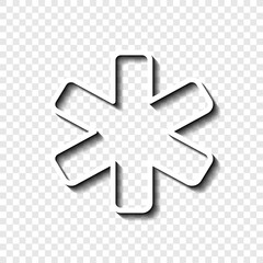 Medical symbol simple icon vector. Flat desing. White with shadow on transparent grid.ai