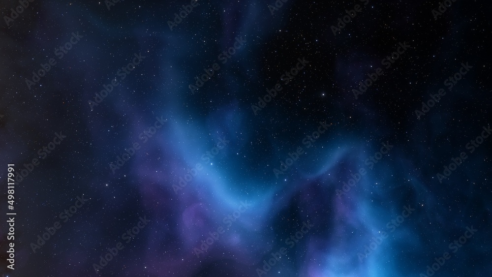 Wall mural deep space nebula with stars. bright and vibrant multicolor starfield infinite space outer space bac