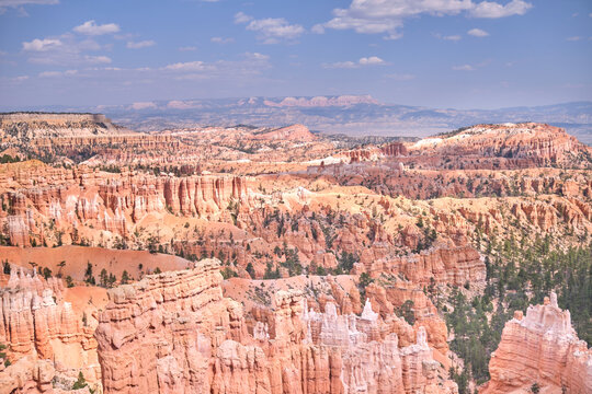 Bryce Canyon Panorama. Amazing sandstone and Rock formation. Beautiful natural Lights and shadows