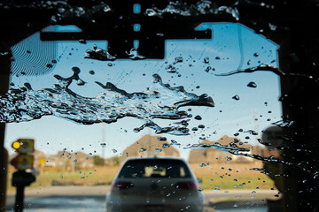 View from inside the car during a car wash