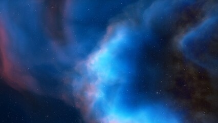 nebula gas cloud in deep outer space, science fiction illustrarion, colorful space background with stars 3d render