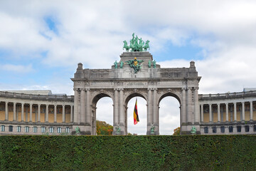 Fototapeta na wymiar Triumphal Arch (Cinquantenaire Arch) in the Jubilee Park, Brussels Belgium