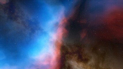 Space background with realistic nebula and shining stars. Colorful cosmos with stardust and milky way. Magic color galaxy. Infinite universe and starry night