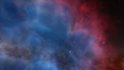 Space background with realistic nebula and shining stars. Colorful cosmos with stardust and milky way. Magic color galaxy. Infinite universe and starry night