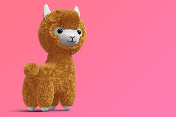 Happy cute alpaca, 3d rendering illustration