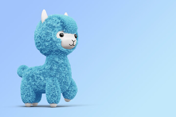 Happy cute alpaca, 3d rendering illustration