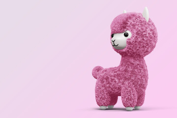Happy cute alpaca, 3d rendering illustration