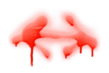 Red spray stain in shape arrow isolated on white 