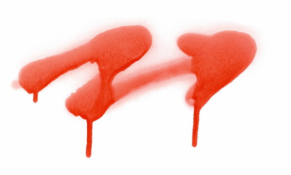 Red spray stain in shape arrow isolated on white 
