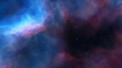 nebula gas cloud in deep outer space, science fiction illustrarion, colorful space background with stars 3d render	
