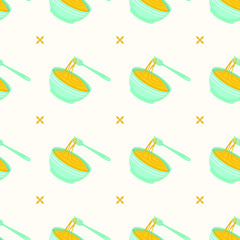 Seamless Pattern Abstract Elements Fast Food Noodles Vector Design Style Background Illustration Texture For Prints Textiles, Clothing, Gift Wrap, Wallpaper, Pastel