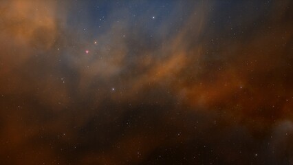 nebula gas cloud in deep outer space, science fiction illustrarion, colorful space background with stars 3d render	
