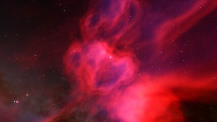 nebula gas cloud in deep outer space, science fiction illustrarion, colorful space background with stars 3d render	
