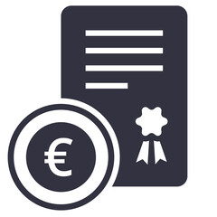 Eurobonds icon. Isolated filled Euro bond icon on white background. Investment Illustration. Venture Capital or Corporate Euro Bond for Web, mobile, UI design. Simple element illustration - 498121141