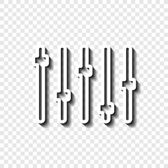 Equalizer slider simple icon. Flat desing. White with shadow on transparent grid.ai