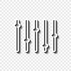 Equalizer, slider simple icon. Flat desing. White with shadow on transparent grid.ai