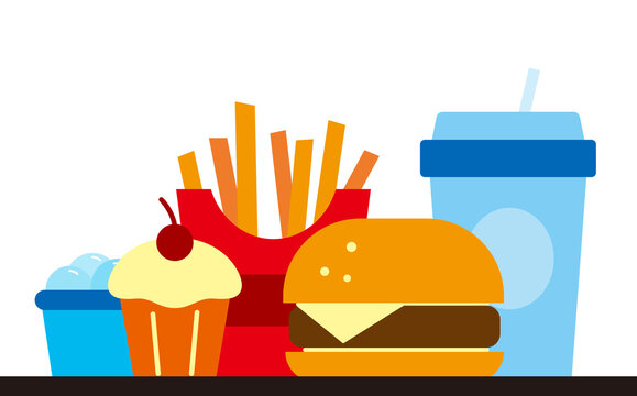colorful fast food burger fries cupcake drink clip art preview