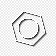 Nut simple icon vector. Flat desing. White with shadow on transparent grid.ai