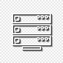 Server simple icon vector. Flat desing. White with shadow on transparent grid.ai