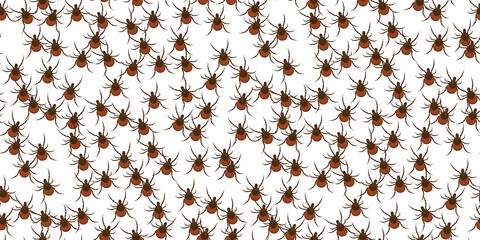 Tick parasite. Dog mite flat style seamless pattern. Great for design parasite pest control, parasites extermination and disinsection service, health sanitary, encephalitic mite fight. Vector