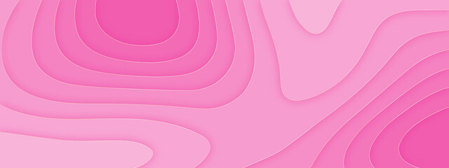 Papercut abstract background with pink colour smooth gradient Vector illustration. Light Pink curve line background pink vector overlap paper layer with white space for text and message design
