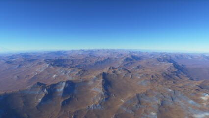 alien planet landscape sci fi spatial background, view from planet surface with spectacular sky, realistic digital illustration	
