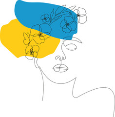 girl with ukrainian flag stand with Ukraine