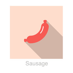 Sausage food flat icon vector vector illustration
