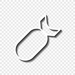 Bomb simple icon vector. Flat desing. White with shadow on transparent grid.ai